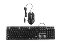 Housoutil Ensemble Clavier et Souris Filaires Noirs 104 Touches, Conception Ergonomique et Trous de Drainage, pour Accessoires Gaming et Usage Bureautique