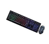 Housoutil Ensemble Clavier et Souris Mécaniques USB Gamer, Rétroéclairé LED, Noir, Kit Filaire Suspendu, Bureau et Gaming, Compatibilité PC et Ordinateur Portable