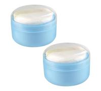 Housoutil Ensemble De 2 Houppette à Poudre Bébé Bleue avec Tamis Intégré et Éponge en Plastique pour Minimiser L’usage Quotidien de Poudre à Domicile