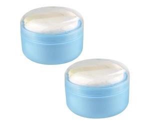 Housoutil Ensemble De 2 Houppette à Poudre Bébé Bleue avec Tamis Intégré et Éponge en Plastique pour Minimiser L’usage Quotidien de Poudre à Domicile