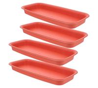 Housoutil Ensemble de 4 Plateaux Récupérateurs d'eau Rectangulaires en Plastique Couleur Brique Rouge Dimensions 200 MM et 310 MM pour Pots de Fleurs et Plantes d'Intérieur Anti-Fuite