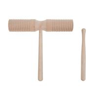 Housoutil Ensemble de Percussions Musicales en Bois Double Baril avec Design Unique en Rainure, Solide Son, pour Apprentissage et Jeu Montessori