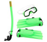 Housoutil Ensemble de Plongée en Apnée Natation pour Garçon et Filles Lunettes de Natation Palmes Courtes Silicone Plastique Vert Clair Confortable, Vue Claire, Embout Ergonomique