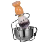 Housoutil Ensemble de Rasage Barbe Kit Complet 1 Bol à Savonnette Poignée 1 Brosse à Barbe Poils Doux Support Stable Hommes Entretien Quotidien Salle de Bain