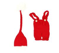 Housoutil Ensemble Photographie -Né 0-1 Mois Combinaison Laine Douce Rouge Bonnet Tricoté Main Accessoires Photo Bébé Tenue Hiver Hypoallergénique pour Séance Photo de Naissance