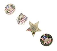 Housoutil Épinglette Militaire en Alliage 4pcs avec Emblème Digne Drapeau Américain Vintage pour Vétérans, Accessoire Solide et Élégant Vie Quotidienne