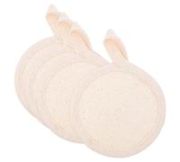 Housoutil Éponge de Exfoliante en Luffa Naturelle 4pcs pour Corps Gommage Doux et Nettoyage Profond en Coton Beige 8cm pour Bain