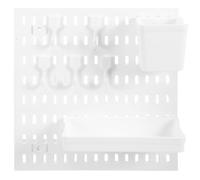Housoutil Étagère Murale à Panneaux Perforés pour Bureau d'Élève, Support de Rangement Polyvalent sans Percer, Blanc, Organisateur pour Serviettes et Accessoires
