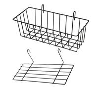 Housoutil Étagère Murale Noire en Fer Panier à Grille, Support Robuste à Forte Capacité, Cuisine ou Salle de Bain, Étagère Droite en Fil Métallique
