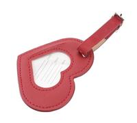 Housoutil Étiquette à Bagages et Identification Facile Design Portable en Pu Rouge Forme Cœur Accessoire Pratique pour Voyage pour Valise et Paquet à Main