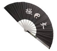 Housoutil Éventail Chinois Pliant Portatif Décoratif Noir Éventail Pliable en Acier Inoxydable et Tissu Facile à Ranger Transporter, pour Garçon et Filles, Danse et Spectacle de Groupe