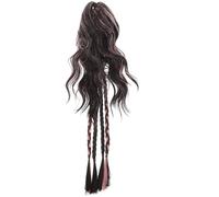 Housoutil Extensions de Cheveux Tressés en Queue de Cheval pour Femmes à Clipser Postiche Postiche Demi-Queue en Cheveux Synthétiques Bicolores Rose Foncé et Brun Noir Légère et