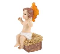 Housoutil Figurine de L'garçon et Filles pour Noël avec Lumière en Résine Peinte Main Décoration Artistique Adaptée aux Églises et Chapelles