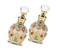 Housoutil Flacons de Parfum Rechargeables 15 ML en Verre Doré, Diffuseurs D'huiles Essentielles Portables, Élégants et Compacts, pour Voyage et Aromathérapie, Lot de 2 Pièces