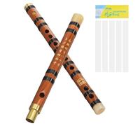 Housoutil Flûte Traditionnelle en Bambou G Tonalité avec Membranes de Flûte 5 Pièces et Boîte de Rangement, Trous Précis, Instrument Musical D'accompagnement pour Étudiants