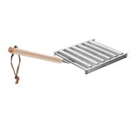 Housoutil Grille de Barbecue Portable Poignée en Bois en Acier Inoxydable Résistance Haute Température, pour Camping et Fêtes de Jardin