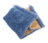 Housoutil Hamac Suspendu Bleu pour Hamster Léger et Respirant en Polyester et Bois, Lit Chaud pour Cage d'animaux de Compagnie, pour Petits Rongeurs