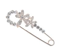 Housoutil Insigne de Chapeau en Cristal à Fleur, de Poitrine Épingle de Sûreté et Verrou Solide, Métal Argenté, Accessoire Mode pour Femmes, Pierres Lumineuses, Taille Moyenne, Usage