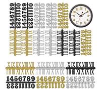 Housoutil Kit de Chiffres d'Horloge 18 Pièces Arabes et Romains Noirs, Or et Argenté 2 CM pour Accessoires de Bricolage et Remplacement d'Horloge Murale