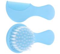 Housoutil Kit de Toilette pour Bébé -Né Bleu - Brosse Douce pour Cuir Chevelu Peigne pour Croûtes de Lait Brosse à Cheveux Fine - Ensemble 3 Pièces Adapté Soins Délicats et Hygiène