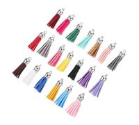 Housoutil Kit DIY Porte-clés avec Pompons Cuir Acrylique de Anneaux Cercles Hexagones pour Bricolage et Créations Personnalisées