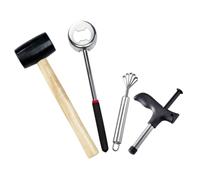 Housoutil Kit d'Ouverture de Fruit Tropical en Acier Inoxydable 4 Pièces Perceur et Râpe Outil Multifonction pour Extraire L'Eau Chair Ustensile Cuisine Pratique pour Usage Domestique