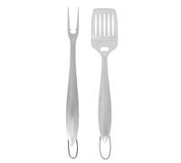 Housoutil Kit d'Ustensiles pour Barbecue en Acier Inoxydable 2 Pièces Fourchette et Pelle Argentées Outils pour Barbecue d'Extérieur Accessoires Pratiques pour Grillades en Plein Air