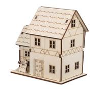 Housoutil Kit Maquette Maison à Lumières LED Puzzle Précis à Assembler pour Adultes Projet Éducatif Stem DIY Modèle Cabane Miniature Naturel