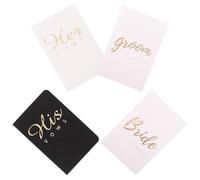 Housoutil Livre de Vœux de Mariage Blanc avec Lettrage Doré Lot de 4 Carnets pour Lui Livret pour Discours du Marié Outil Pratique pour Cérémonie et Fiançailles