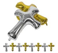 Housoutil Lot de 10 Ballons Croix Métallisés pour Décoration de Première Communion et Baptême Aluminium Doré et Argenté Ballon Décoratif Religieux 3D pour Fête et Maison Kit Fête Noël