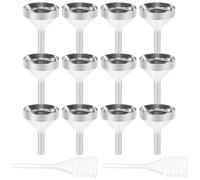 Housoutil Lot de 10 Mini Entonnoirs Métalliques en Aluminium Anodisé Argenté, Format Petit, avec 2 Pipettes à Ressort 3 Ml, pour Remplissage Précis de Parfums, Lotions et Liquides Ménagers