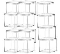 Housoutil Lot de 12 Boîtes de Rangement en Acrylique Transparent avec Couvercle, Cube Simple et Délicat, pour Bijoux et Bonbons, Facile à Décorer pour Mariages ou Bureaux