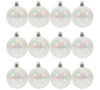 Housoutil Lot de 12 Boules de Noël Translucides 6 CM Décorations de Fête Colorées Perlées Ornements Légers et Écologiques pour Décoration de Sapin et Bal de Noël