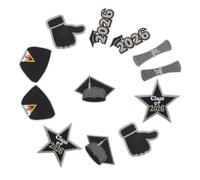 Housoutil Lot de 12 Écussons Brodés Thermocollants Graduation 2026 Patchs Étoiles et Insignes Décoratifs 2 Pièces par Modèle pour Vêtements Paquet à Dos et Accessoires de Remise de