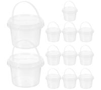 Housoutil Lot de 12 Mini Seaux de Rangement 05L en Polypropylène Transparent Couvercles Porte-Collations Réutilisables Contenants Pratiques pour Stockage Alimentaire et Usage Domestique