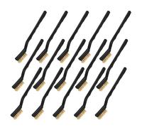 Housoutil Lot de 15 Mini Brosses Métalliques en Laiton 7 Pouces, Brosses de Nettoyage Polyvalentes pour Poêle, Maçonnerie et Évier, Brosse Métallique à Manche Courbé pour Élimination