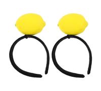 Housoutil Lot de 2 Bandeaux Fantaisie Citron Pelucheux 3D Accessoire pour Cheveux Amusant et Confortable Coiffe de Fête pour Anniversaire et Soirée Déguisement Bandeau Citron Doux et