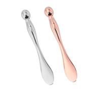Housoutil Lot de 2 Bâtonnets Métalliques pour Crème Contour des Yeux et Visage Spatule en Métal Rose Doré et Argenté Outil de Massage pour Réduire Poches Usage Cosmétique Précis