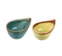 Housoutil Lot de 2 Bols Décoratifs en Céramique Glacée Craquelée Supports pour Huiles Essentielles et Mélanges Aromatiques Couleur Vert et Bleu Petits Formats Compacts pour Salon de