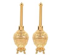 Housoutil Lot de 2 Bouteilles d'eau Bénite Catholiques Vides en Verre Transparent et Alliage Doré Récipient Décoratif Européen Portable pour Église Baptêmes Fêtes et Voyages Sacralisés