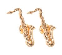 Housoutil Lot de 2 Broches Saxophone en Alliage Doré pour Amateurs de Jazz, Épingles de Revers Design Unique, pour Pulls et Paquet Lors de Concerts D'orchestre