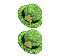 Housoutil Lot de 2 Épingles à Cheveux Chapeau Trèfle Paillettes Vertes Accessoires Décoratifs Saint-Patrick pour Fêtes et Soirées Costumées Légères et Faciles à Porter Décoration