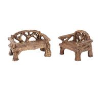 Housoutil Lot de 2 Miniatures en Résine Décoratives pour Jardin Micro-Aménagement Paysager Banc Rustique et Chaise Individuelle Accessoires de Paysage Miniature pour Bonsaï et Décor