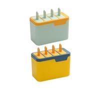 Housoutil Lot de 2 Moules à Glace Réutilisables en Plastique Alimentaire 4 Compartiments Couleurs Bleu et Vert Moules à Glace DIY pour Sorbets Maison Préparation Facile de Bâtonnets