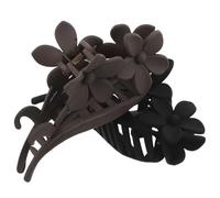 Housoutil Lot de 2 Pinces à Cheveux à Motif Fleur 12 CM Finition Mate Noire et Marron Maintien Antidérapant pour Cheveux Épais Accessoire Coiffure Élégant Femmes et Filles