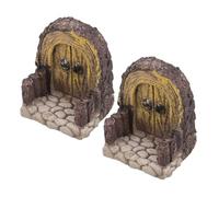Housoutil Lot de 2 Portes Miniatures en Bois Cintrées pour Maison de Poupée Décoration Féerique de Jardin Porte D’Entrée Miniature pour Terrarium et Ornement Extérieur