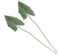 Housoutil Lot de 2 Tiges de Feuilles Vertes Artificielles d'Alocasia de Taille Moyenne Plantes Tropicales Décoratives Réalistes pour Vase Décoration Intérieure et Événementielle