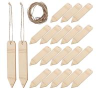 Housoutil Lot de 20 Marque-pages en Bois Forme Crayon à Décorer, Non Finition, Corde en Chanvre, pour Noël et Cérémonies, à Peindre ou Teindre