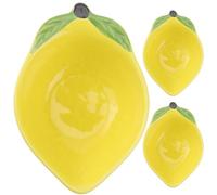 Housoutil Lot de 3 Bols à Sauce en Céramique Jaune Design Profond, Plat Épicé Multifonctionnel pour Salades et Snacks, Résistant aux Fuites de Jus de Légumes