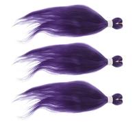 Housoutil Lot de 3 Extensions de Cheveux Synthétiques Violettes pour Tresses Crochet Pré-Étirées Longues et Lisses Perruques Afro pour Femmes Cheveux à Tresser Doux et Faciles Style